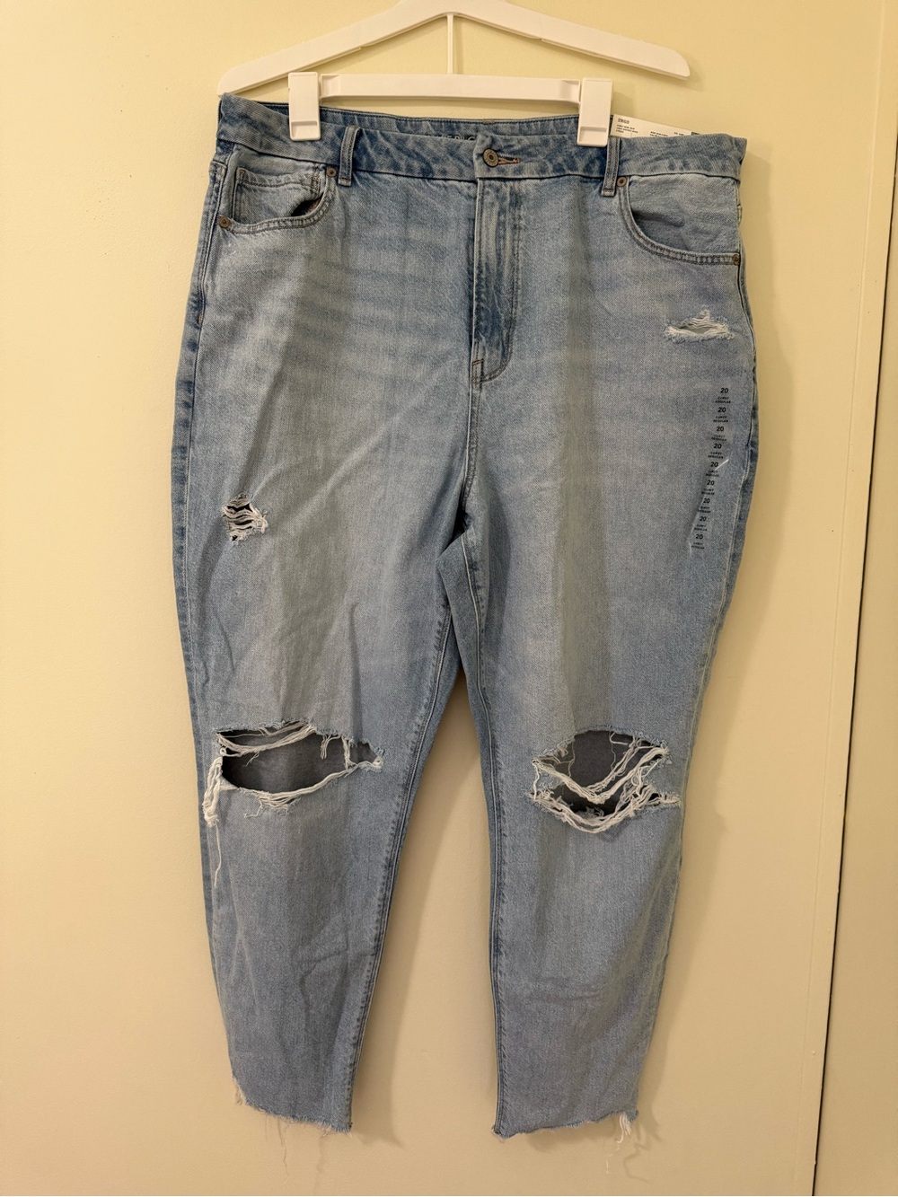 American Eagle strigid curvy ripped mom jeans
